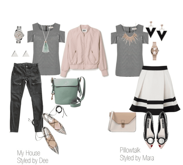 Cold Shoulder Top – One Item, Two Stylists