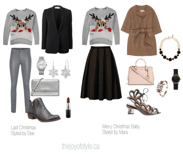 Ugly Christmas Sweater – One Item, Two Stylists